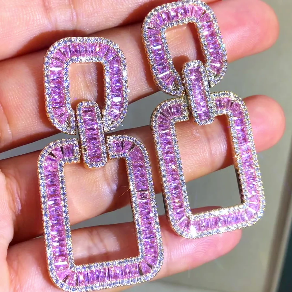 Gorgeous Trendy Pink Purple Big Square Earrings for Noble Women Bridal Luxury Wedding Earrings Jewelry Ladies Daily
Gorgeous Trendy Pink Purple Big Square Earrings for Noble Women Bridal Luxury Wedding Earrings Jewelry Ladies Daily