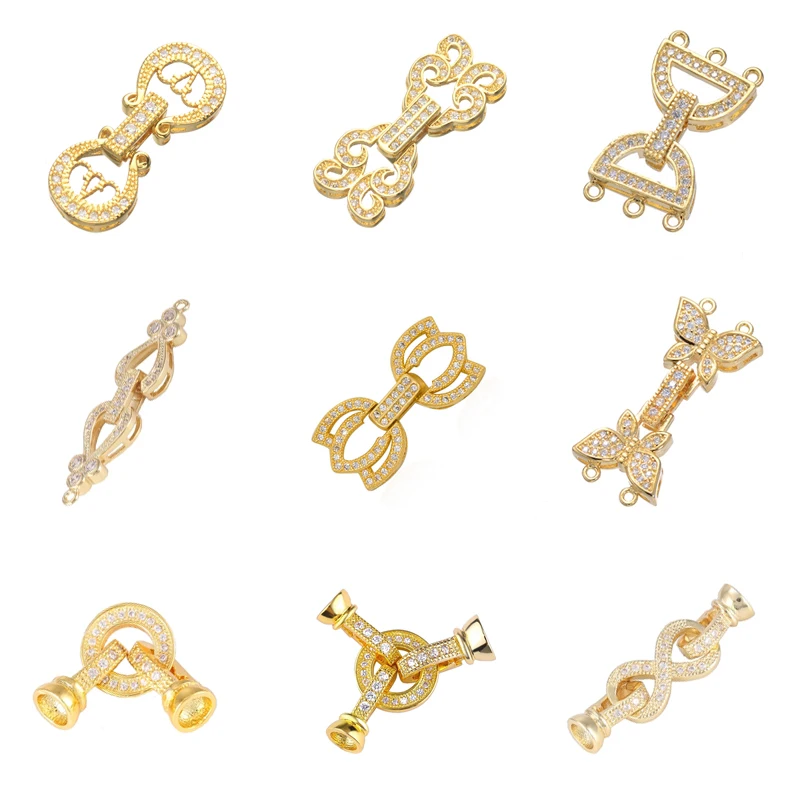 Juya DIY Women Beadwork Jewelry Making Fastener Pearls Clasps Supplies Micro Pave Zircon Decorative Metal Closure | Украшения и