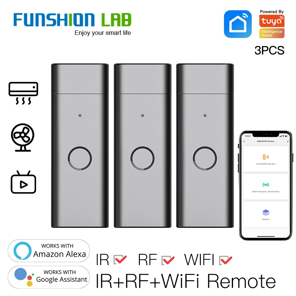 Tuya Smart Infrared WiFi Remote Controller Wireless USB IR+RF Controller for TV Fan Smart Home Support Alexa Google
Tuya Smart Infrared WiFi Remote Controller Wireless USB IR+RF Controller for TV Fan Smart Home Support Alexa Google