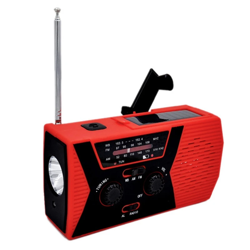 ABHU-5 в 1 Наружный портативный солнечный Кривошип AM FM радио для аварийного SOS