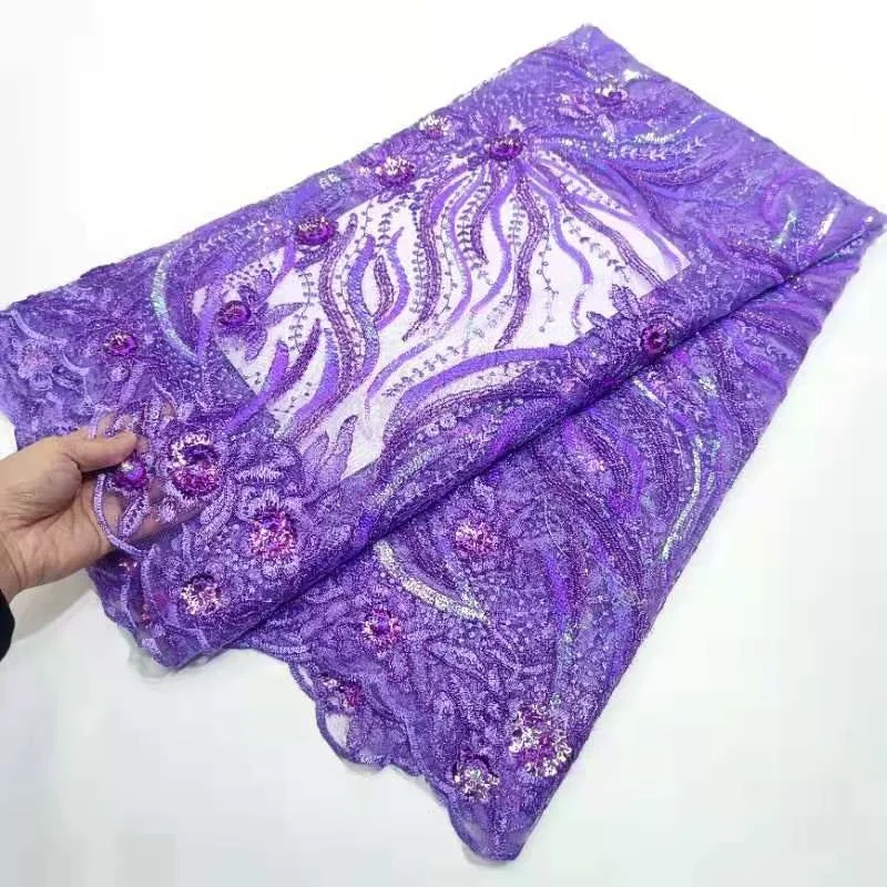Purple Latest Sequins Lace Fabric 2021 High Quality Beads French African Net Lace Mesh Fabric for Women Dress
Purple Latest Sequins Lace Fabric 2021 High Quality Beads French African Net Lace Mesh Fabric for Women Dress