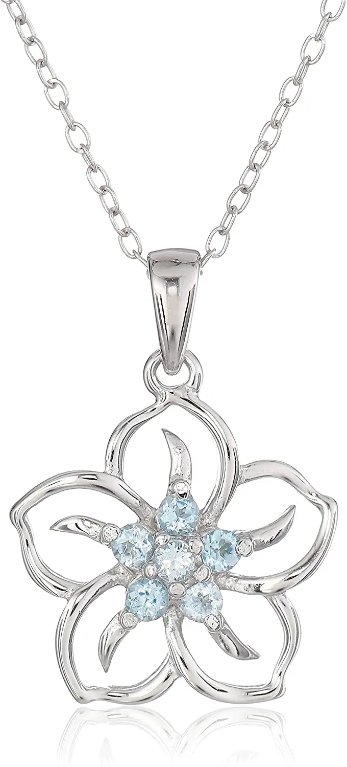 Sterling Silver Gemstone Flower Pendant Necklace
Sterling Silver Gemstone Flower Pendant Necklace