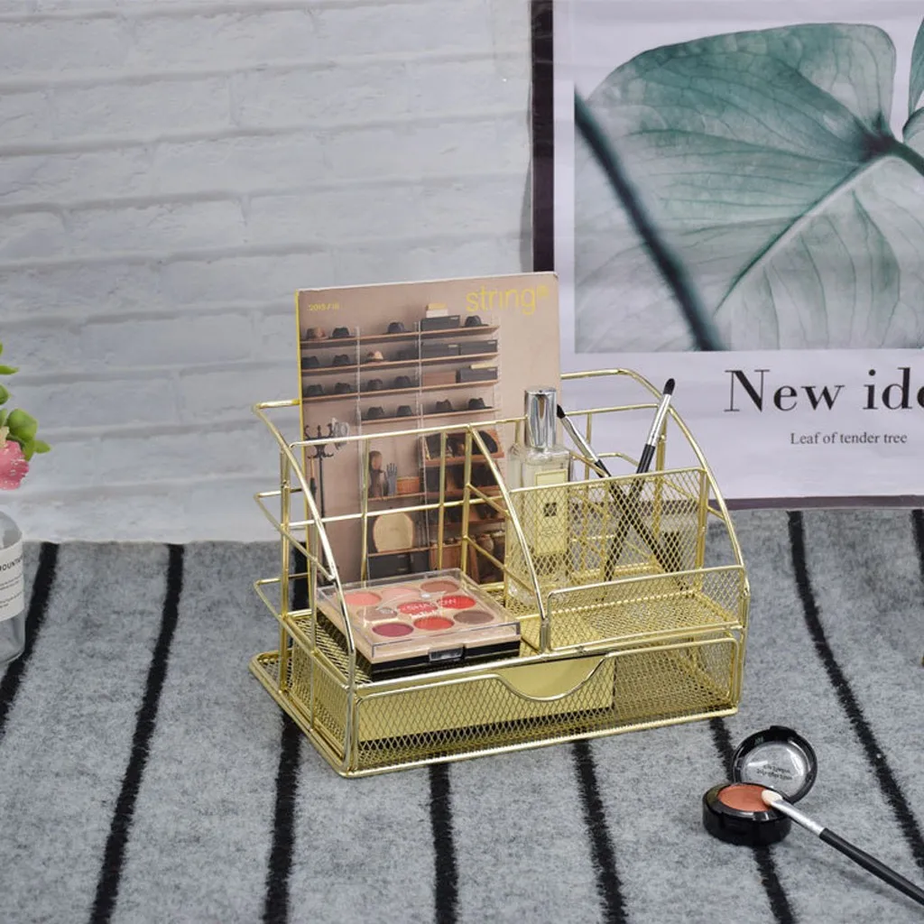1pcs Rose Gold Desktop Organizer Shelf Rack Mesh Office Supplies Accessories With Drawer For Home Desktop Home Decoration
1pcs Rose Gold Desktop Organizer Shelf Rack Mesh Office Supplies Accessories With Drawer For Home Desktop Home Decoration