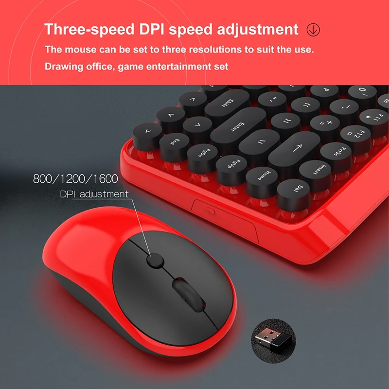 Eshowee 2.4Ghz Punk Retro Dot Keyboard Office Notebook Wireless Keyboard Mouse Set Wireless Keyboard + Wireless Mouse + Battery
Eshowee 2.4Ghz Punk Retro Dot Keyboard Office Notebook Wireless Keyboard Mouse Set Wireless Keyboard + Wireless Mouse + Battery