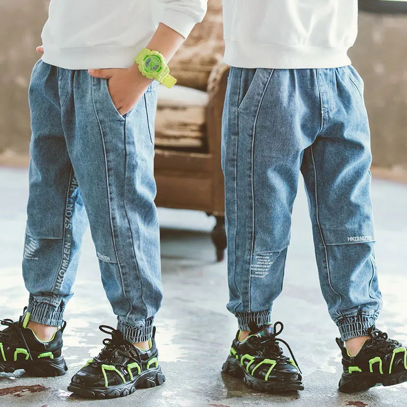 Children's clothing boys spring and autumn denim long pants 2021 spring and autumn clothing new boys casual big children