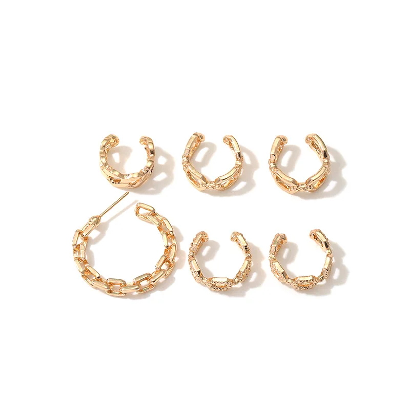 SRCOI 6 Pcs/Set Gold Alloy Thick Chain Open Hoop Earrings Vintage Fashion Punk Individual Metal Clip Earrings Women Jewelry
SRCOI 6 Pcs/Set Gold Alloy Thick Chain Open Hoop Earrings Vintage Fashion Punk Individual Metal Clip Earrings Women Jewelry