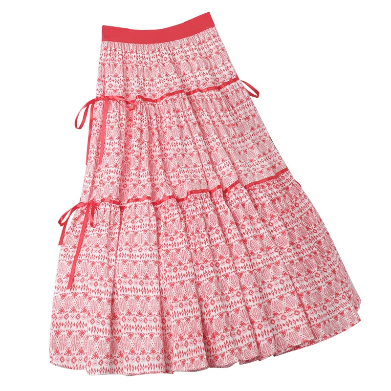 High-Waisted Skirt Thin Drawstring Ethnic Style Print Stitching Large Swing A-Line Skirt Female Summer New
High-Waisted Skirt Thin Drawstring Ethnic Style Print Stitching Large Swing A-Line Skirt Female Summer New