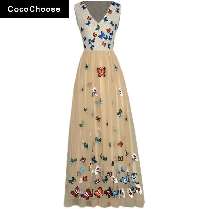 Butterfly Embroidery Mesh Party Dress Spring Summer 2022 Women Fashion Runway Designer V-neck Sleeveless Bow Gown Long Dress
Butterfly Embroidery Mesh Party Dress Spring Summer 2022 Women Fashion Runway Designer V-neck Sleeveless Bow Gown Long Dress