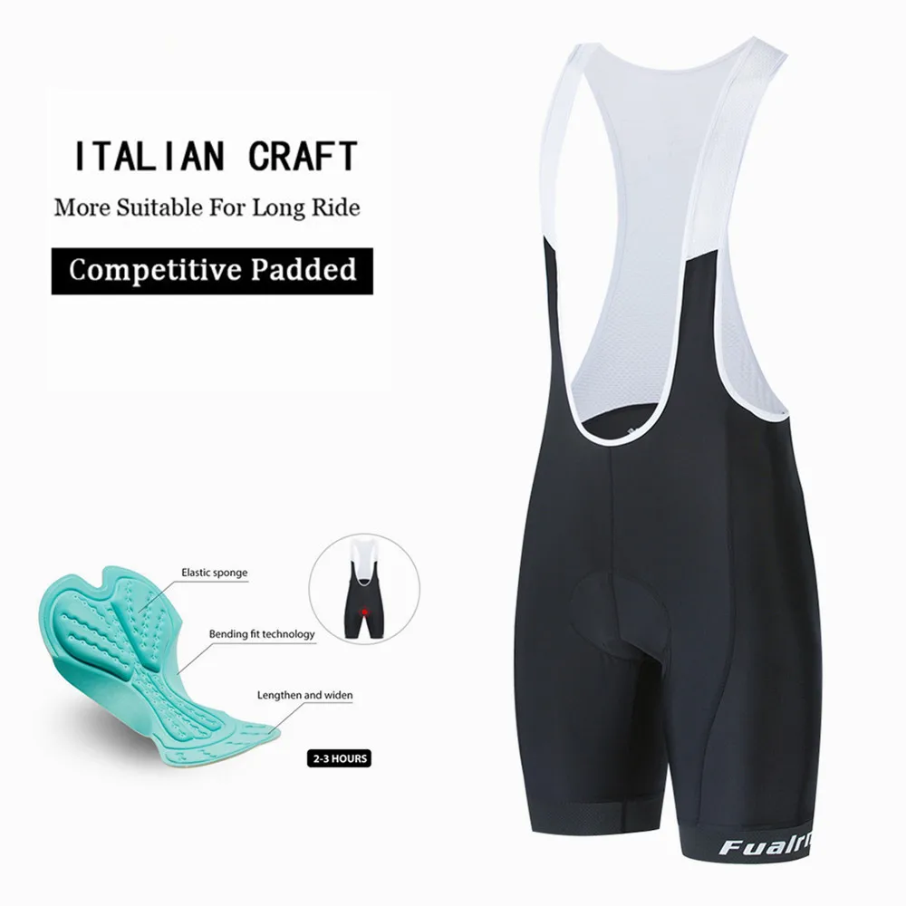 Fualrny high quality classic bib shorts race bicycle bottom Ropa Ciclismo bike pants 4D gel pad Italy Silicon grippers at leg 
Fualrny high quality classic bib shorts race bicycle bottom Ropa Ciclismo bike pants 4D gel pad Italy Silicon grippers at leg