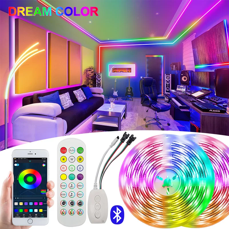 Bluetooth WS2811 Led Strip Light Dream RGB Dc12 Flexible Individually Addressable Tape Led Ribbon 5M 10M 15M 20MSmart Lighting
Bluetooth WS2811 Led Strip Light Dream RGB Dc12 Flexible Individually Addressable Tape Led Ribbon 5M 10M 15M 20MSmart Lighting