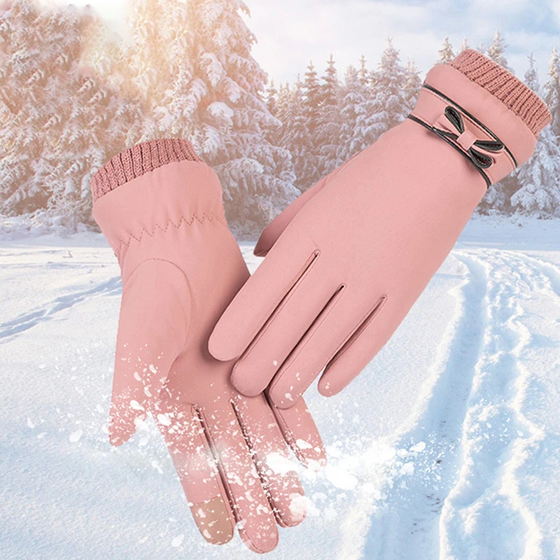 

Перчатки Модные зимние женские перчатки ветрозащитные внутренние плюшевые теплые женские варежки для сенсорного экрана мягкие женские пе...