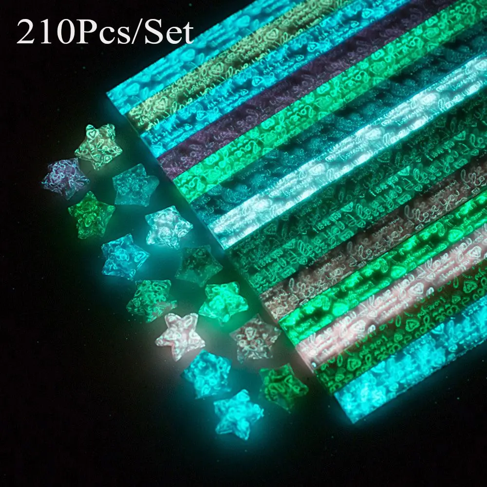 210pcs/lot Glow in Dark Lucky Star Origami Fluorescence Folding Strip Paper DIY Handcraft Gift Craft Paper Decor Folding Star
210pcs/lot Glow in Dark Lucky Star Origami Fluorescence Folding Strip Paper DIY Handcraft Gift Craft Paper Decor Folding Star