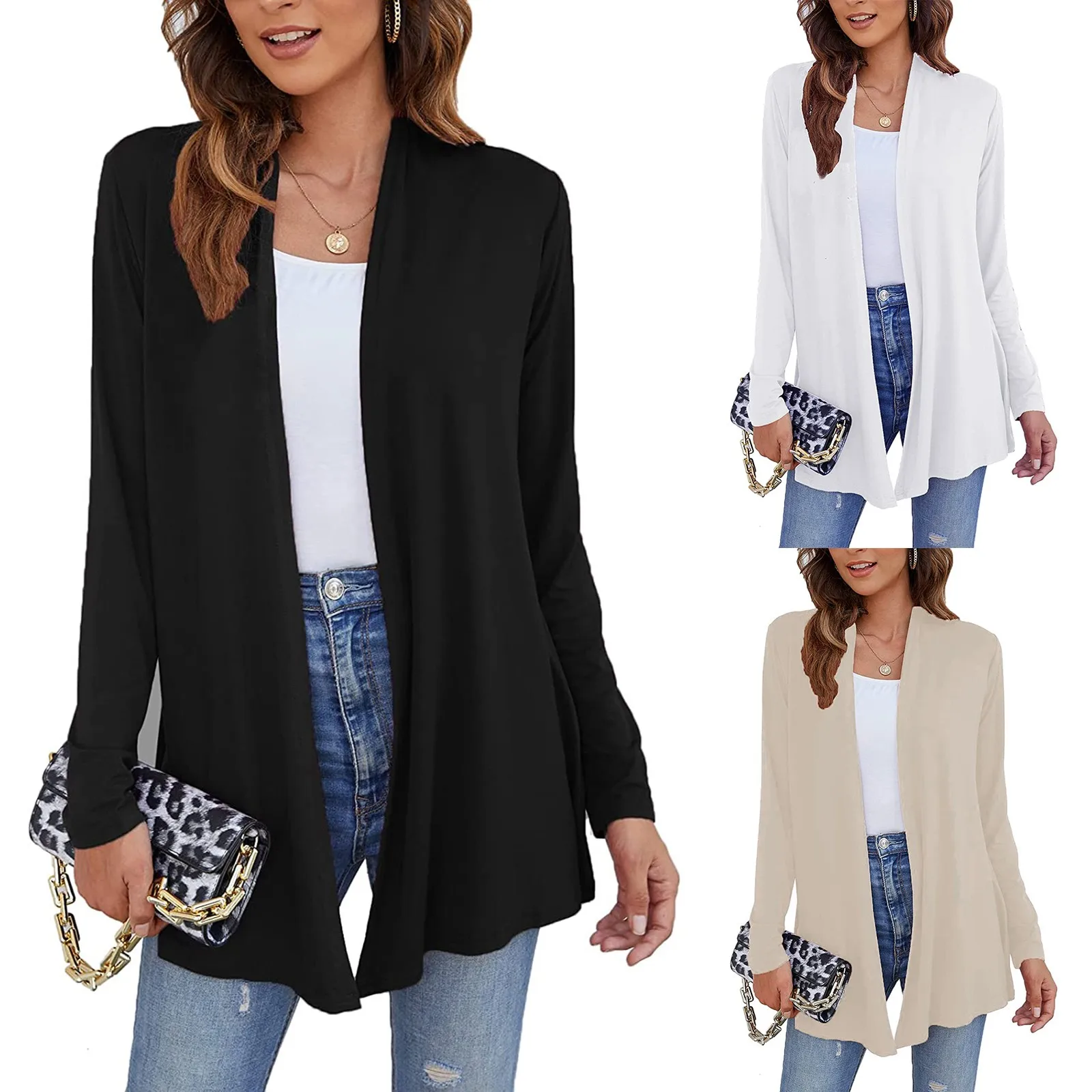 Casual Women Knitted Bolero Long Sleeve Open Front Sweater Cardigan Slim Elegant Pure Color Spring Fall New Soft Crop Knitwear
Casual Women Knitted Bolero Long Sleeve Open Front Sweater Cardigan Slim Elegant Pure Color Spring Fall New Soft Crop Knitwear