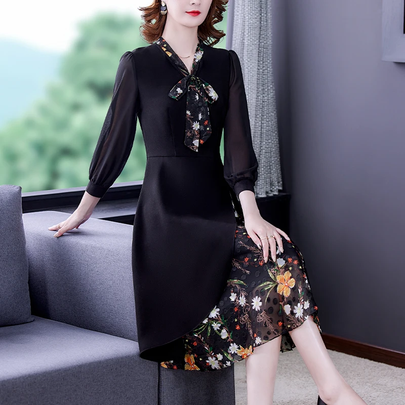 Spring Autumn Korean Vintage Office Lady Dresses 2021 Women Back Hepburn Casual Floral Midi Dress Elegant Bodycon Party Vestidos 
Spring Autumn Korean Vintage Office Lady Dresses 2021 Women Back Hepburn Casual Floral Midi Dress Elegant Bodycon Party Vestidos