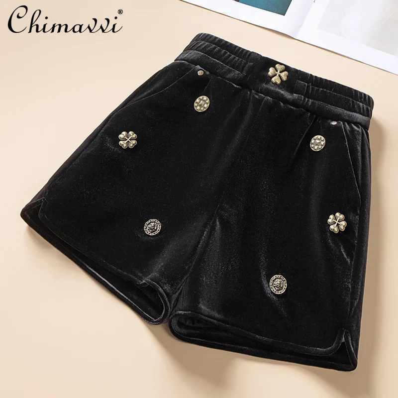Black Casual Velvet Shorts 2021 Winter Elastic Waist A Line Boots Outer Wear Shorts Female High Waist Wide Leg Korean Pants
Black Casual Velvet Shorts 2021 Winter Elastic Waist A Line Boots Outer Wear Shorts Female High Waist Wide Leg Korean Pants