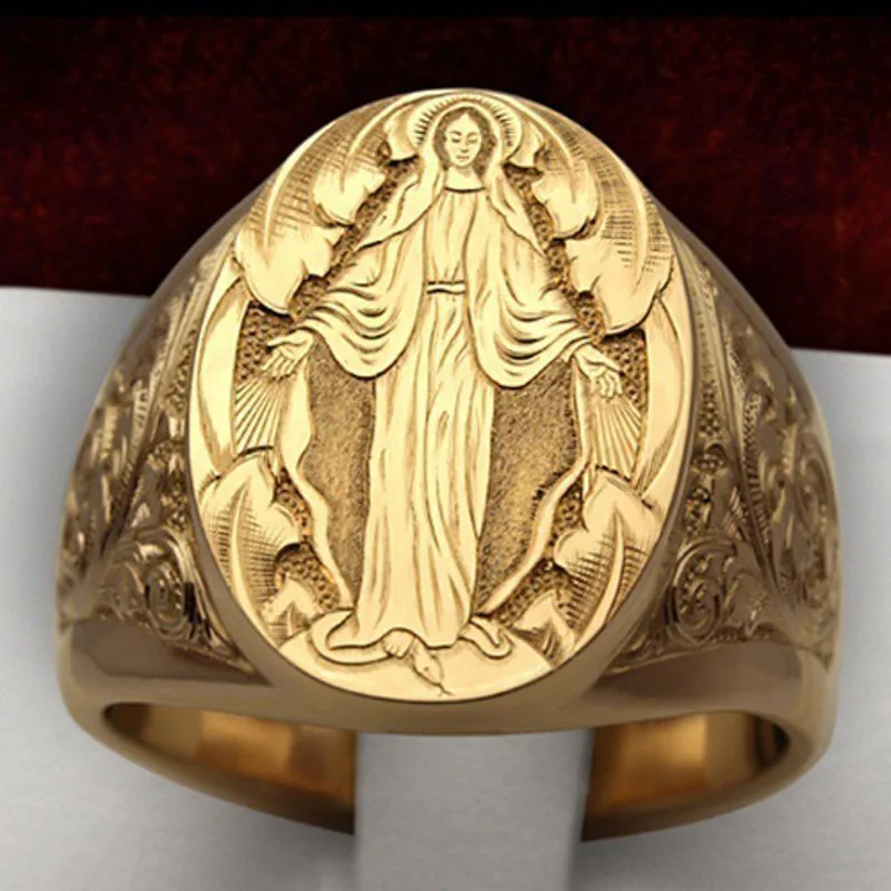 Bohemia Domineering Soldier Badge Armor Men's Ring Vintage Punk Golded Handmade Carved Virgin Mary Religion Pattern Ring Jewelry
Bohemia Domineering Soldier Badge Armor Men's Ring Vintage Punk Golded Handmade Carved Virgin Mary Religion Pattern Ring Jewelry