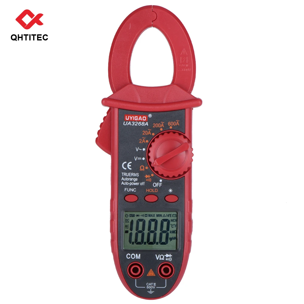 

QHTITEC UA3268A Clamp Meter Digital Multimeter Manual Ranging 2000 Counts AC DC Current Voltage Tester 600 Amps Handheld Tool