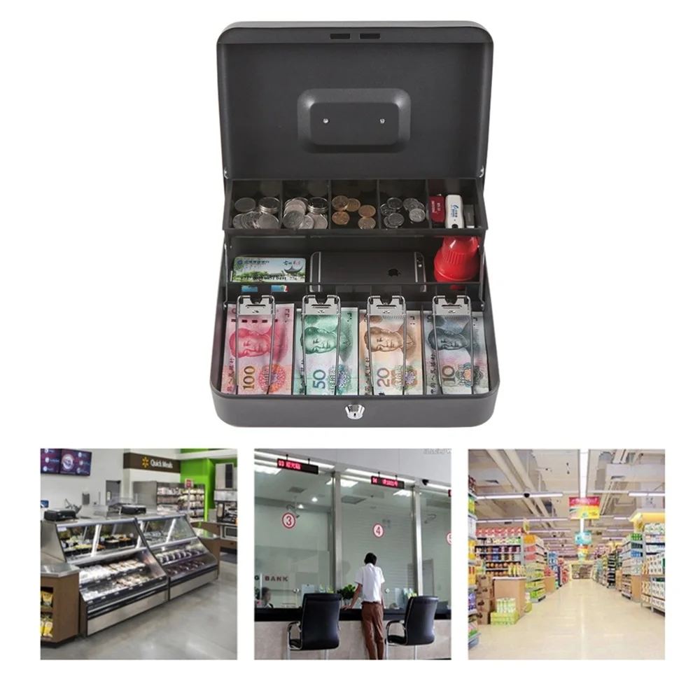 Key Cashier Box Cash Box Lock Cash Box Metal Money Box Mini Safe Cash Register Cash Box Secure Lock with Coin Tray for Petty Cas
Key Cashier Box Cash Box Lock Cash Box Metal Money Box Mini Safe Cash Register Cash Box Secure Lock with Coin Tray for Petty Cas