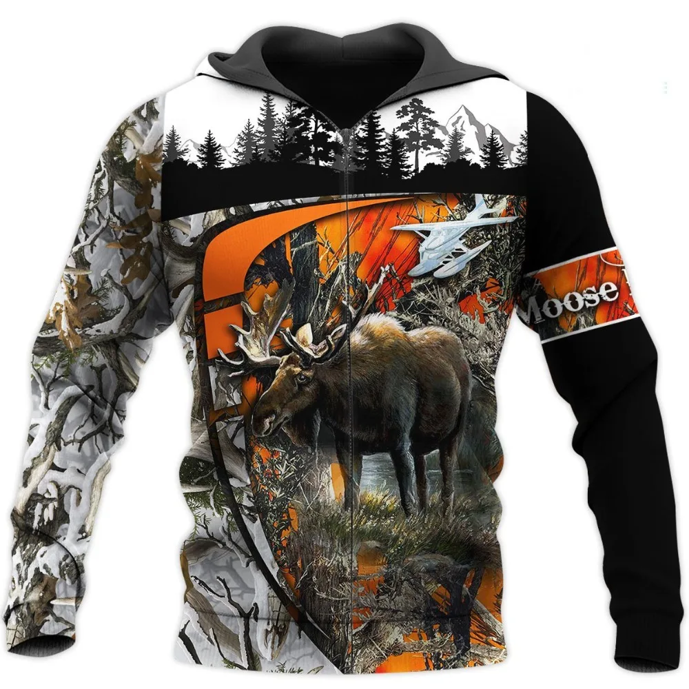 

Amazing moose hunting 3d print hoodies harajuku fashion hooded sweatshirt autumn hooded casual streetwear hoodie SL-451