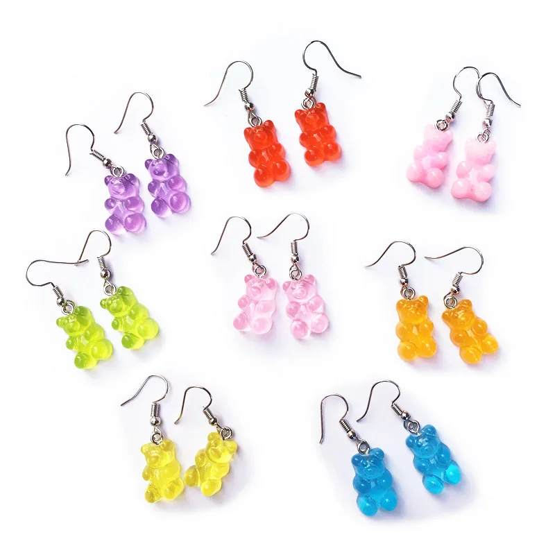 Cute Gummy purple Pink Bear Earrings Statement Minimalist Dangle Earrings Jelly Multicolor Gummy Bear Hanging Gilr's Earrings
Cute Gummy purple Pink Bear Earrings Statement Minimalist Dangle Earrings Jelly Multicolor Gummy Bear Hanging Gilr's Earrings
