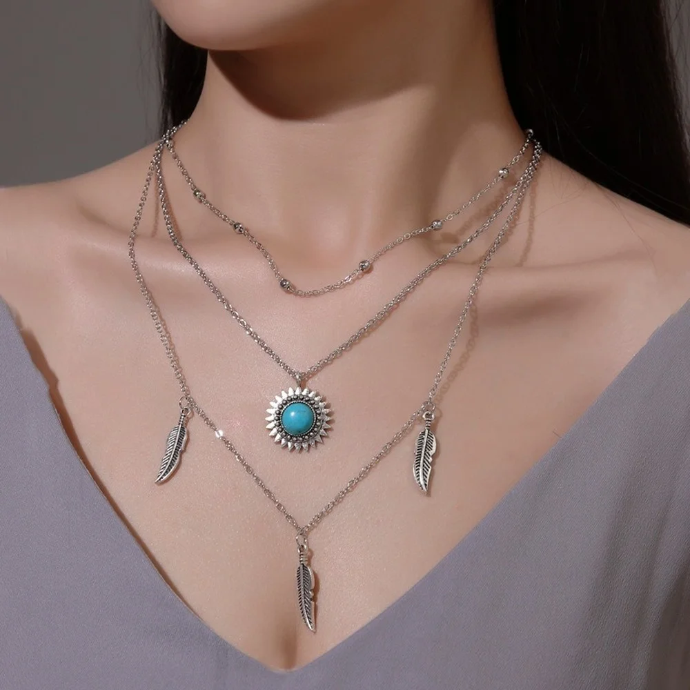 Sunflower Pendant Necklace for Women 2021 Boho Aesthetic Leaf Accessories Turquoise Jewelry Layered Vintage Clavicle Chain Gift
Sunflower Pendant Necklace for Women 2021 Boho Aesthetic Leaf Accessories Turquoise Jewelry Layered Vintage Clavicle Chain Gift