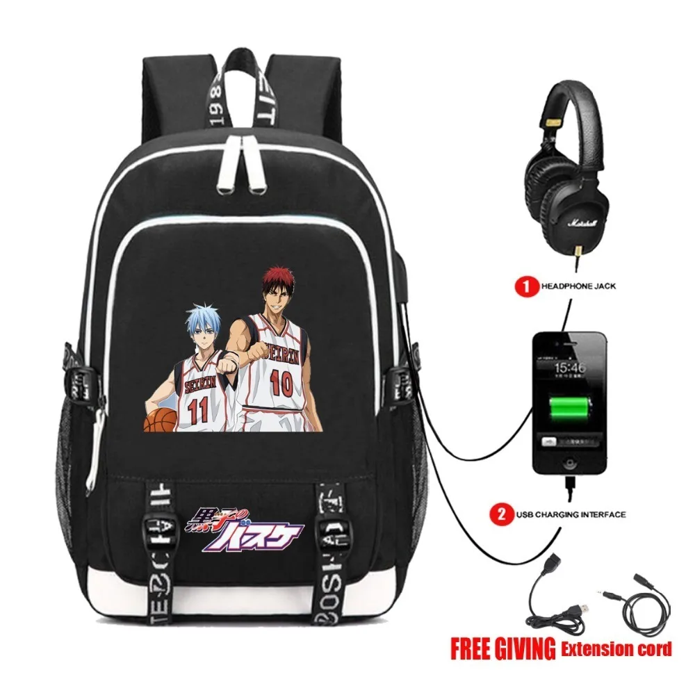 Чехол для наушников с USB-зарядкой домкрата Аниме Kuroko без корзины рюкзак мячиком