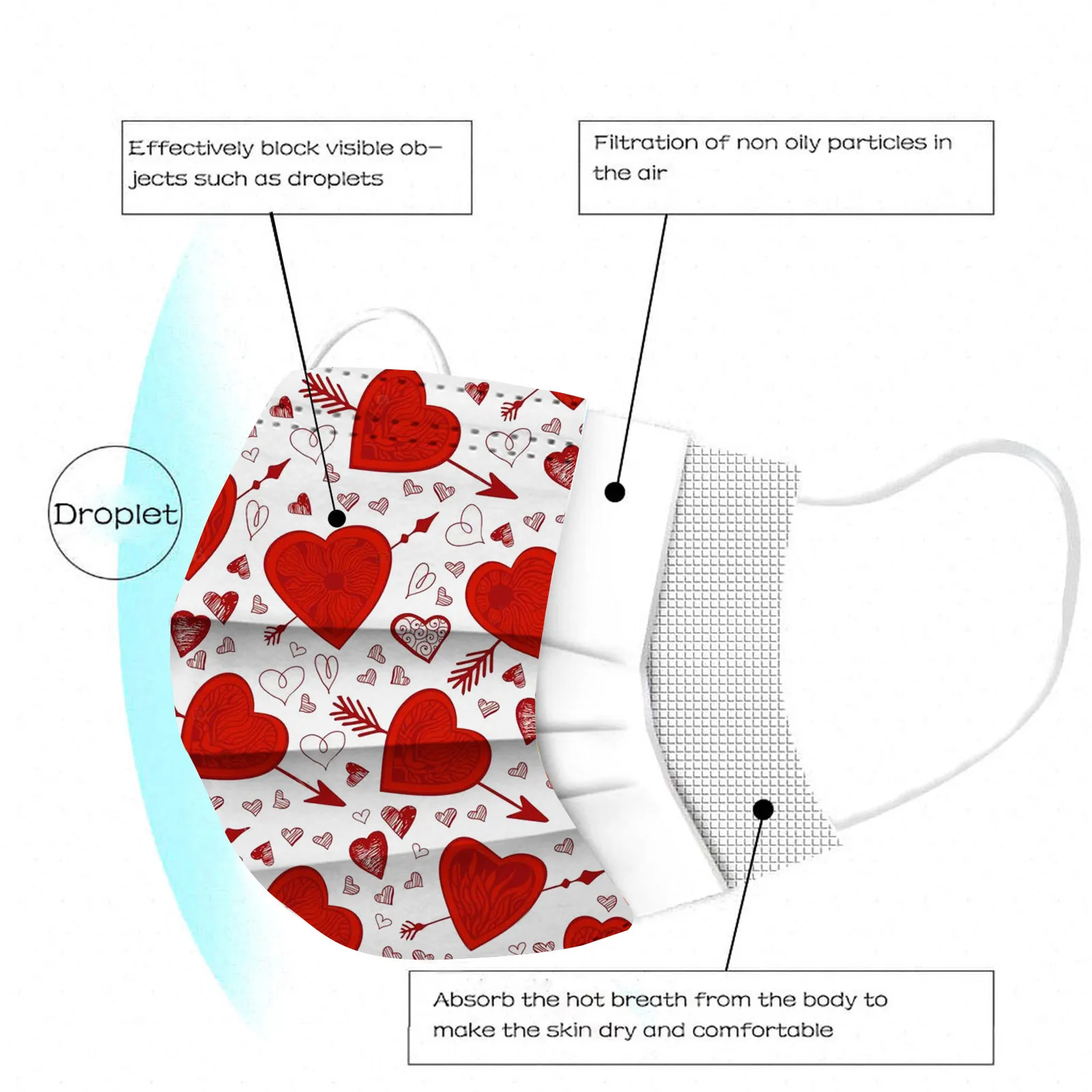 10/50pcs Adult Couple Disposable Face Mask Love Heart Print Face Mask Windproof Casual Breathable Comfy Maske Valentine's Day
10/50pcs Adult Couple Disposable Face Mask Love Heart Print Face Mask Windproof Casual Breathable Comfy Maske Valentine's Day