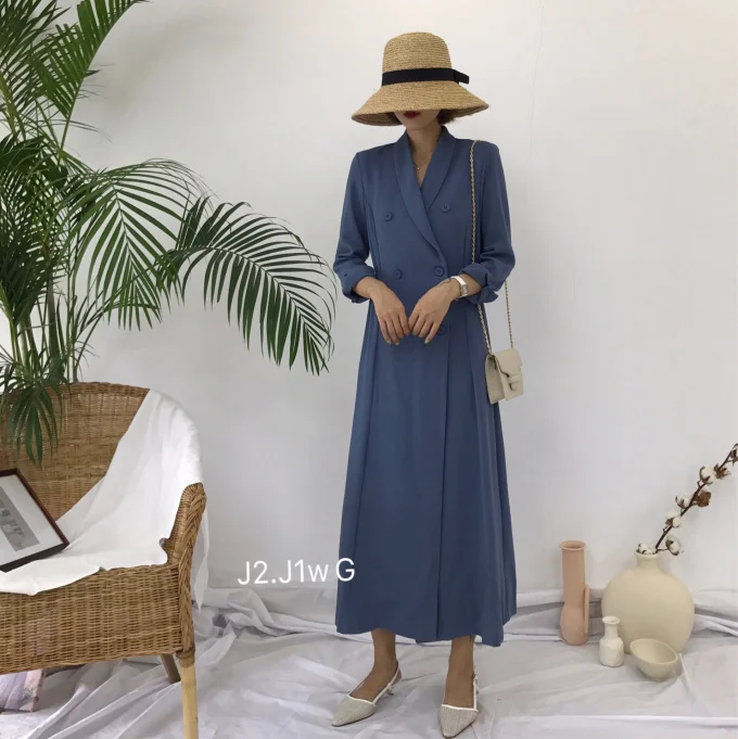 Korean Style 2018 Spring Women Blazers Solid Elegant Extra Long Double Breasted Slim Women Blazer and Jackets femme AO530 
Korean Style 2018 Spring Women Blazers Solid Elegant Extra Long Double Breasted Slim Women Blazer and Jackets femme AO530