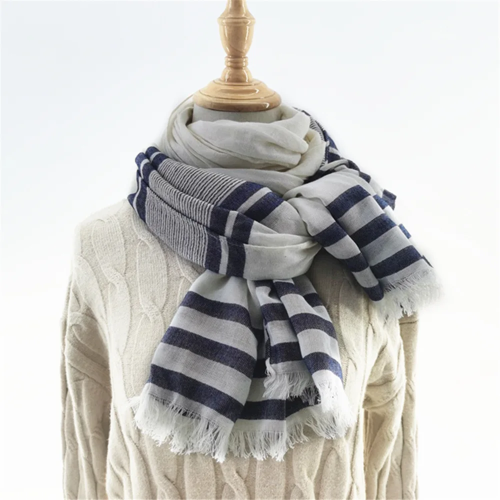 Men Scarf Kroean Style Men Cotton Scarf Hijab Fashion Striped Ladies Shawl Blue Color Women Gifts Scarf
Men Scarf Kroean Style Men Cotton Scarf Hijab Fashion Striped Ladies Shawl Blue Color Women Gifts Scarf
