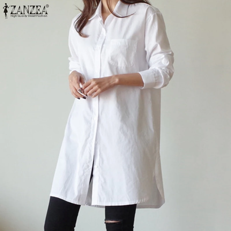 Women Casual Loose Solid Long Tops Tunic Vintage Long Sleeve Buttons Lapel Neck Blouse ZANZEA Fashion Holiday Chemise Oversized
Women Casual Loose Solid Long Tops Tunic Vintage Long Sleeve Buttons Lapel Neck Blouse ZANZEA Fashion Holiday Chemise Oversized