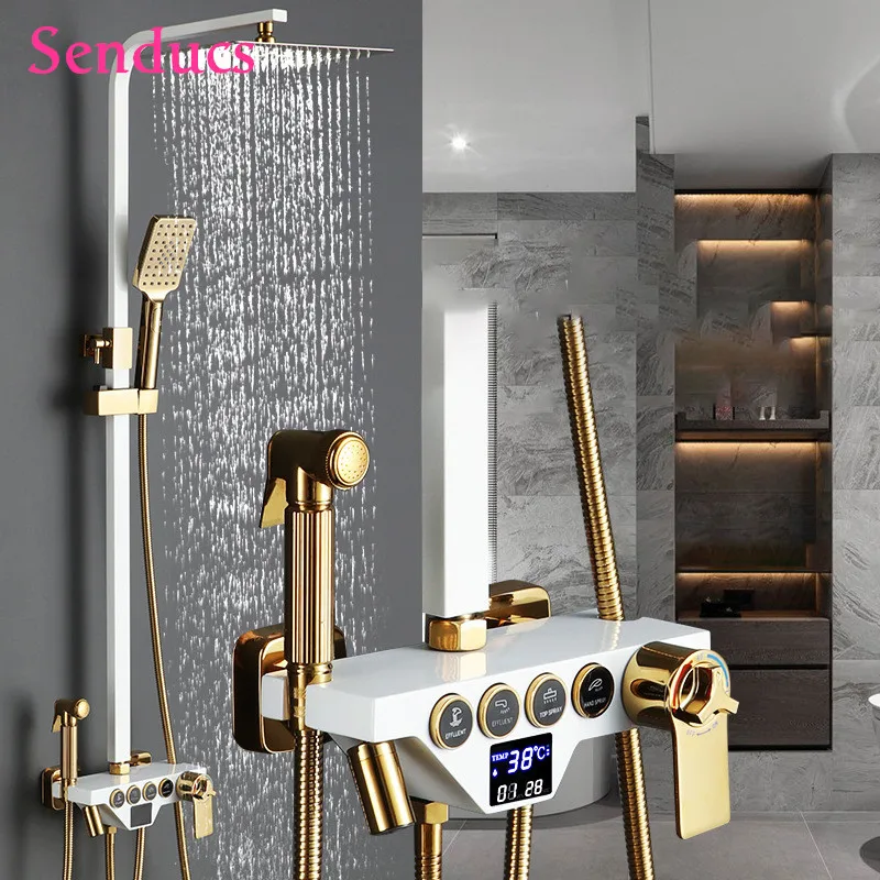 Hunnise Spa термостат Смесители для ванной латунная Душевая система для ванной комнаты с одной ручкой Душевая система для ванной белого и золотого цвета
Hunnise Spa термостат Смесители для ванной латунная Душевая система для ванной комнаты с одной ручкой Душевая система для ванной белого и золотого цвета