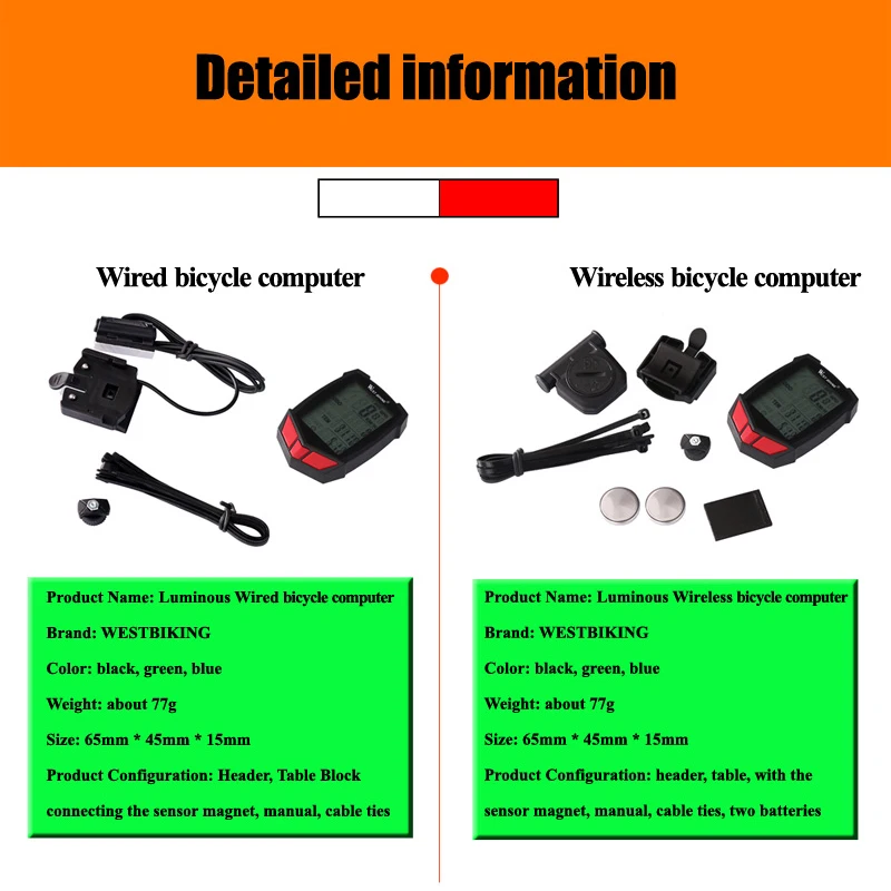 WEST BIKING Bicycle Computer Waterproof Speedometer Odometer 20 Functions Cycling Luminous LED Wired/Wireless MTB Bike Stopwatch
WEST BIKING Bicycle Computer Waterproof Speedometer Odometer 20 Functions Cycling Luminous LED Wired/Wireless MTB Bike Stopwatch