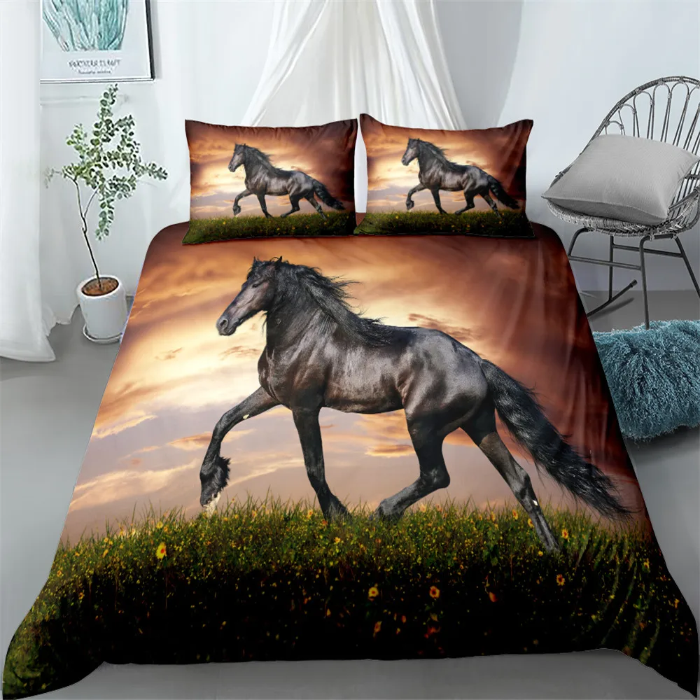 

3d Oiling Running Horse Duvet Cover Set Queen Bed Linen Set Bedroom Comforter Set De Home Luxury Home Textiles Drop Ship