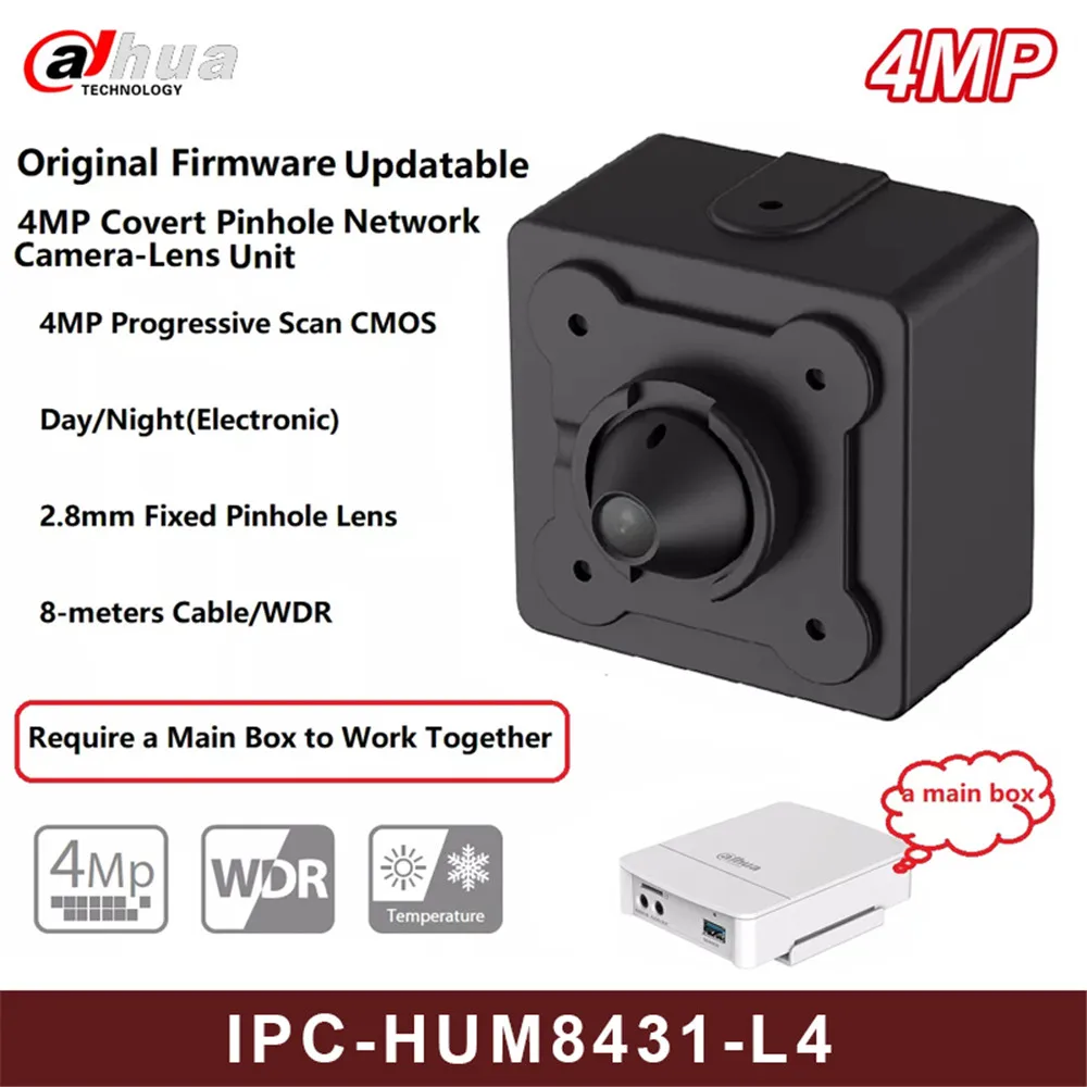 DH 4MP Covert Pinhole Network Camer-Lens Unit 2.8mm Fixed Pinhole Lens WDR Require A Main Box to Work Together IPC-HUM8431-L4 
DH 4MP Covert Pinhole Network Camer-Lens Unit 2.8mm Fixed Pinhole Lens WDR Require A Main Box to Work Together IPC-HUM8431-L4
