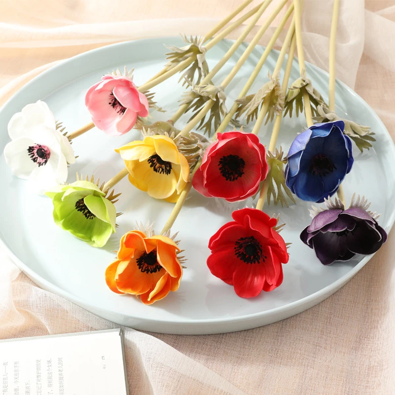 1 шт. Искусственные цветы из искусственной кожи Anemone Grass Real Touch Rose поддельные для