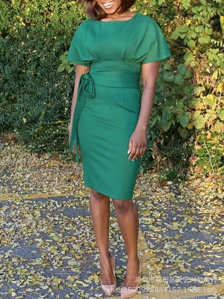 Новое летнее женское облегающее однотонное платье с ремешком и коротким рукавом 
Новое летнее женское облегающее однотонное платье с ремешком и коротким рукавом