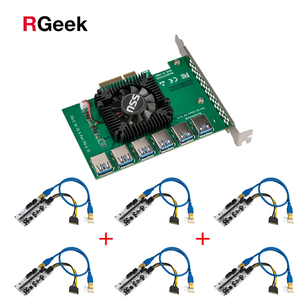 RGeek усилитель карты адаптера 6 шт. PCI-E Экспресс 1x до 16x Райзер 010 PCIE 1 до 4 слот PCIe порт для майнинга биткоинов BTC
RGeek усилитель карты адаптера 6 шт. PCI-E Экспресс 1x до 16x Райзер 010 PCIE 1 до 4 слот PCIe порт для майнинга биткоинов BTC