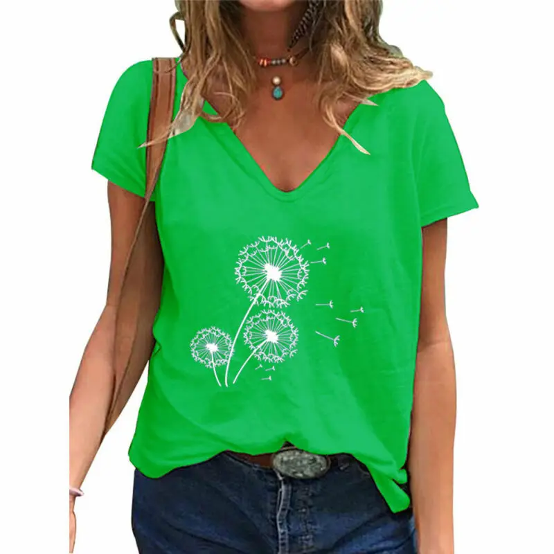 Graphic Tee Women Tshirts Summer Womens Tops Short Sleeve Floral Dandelion-printed Female T-Shirt Tops V Neck T Shirt
Graphic Tee Women Tshirts Summer Womens Tops Short Sleeve Floral Dandelion-printed Female T-Shirt Tops V Neck T Shirt
