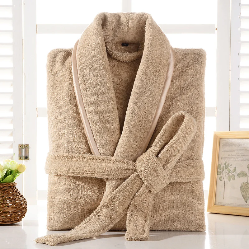 

100% Cotton Toweling Terry Robe Lovers Hotel Robe Solid Men And Women Robe Bathrobe Soft Sleeprobe Male&Female Casual Homewear