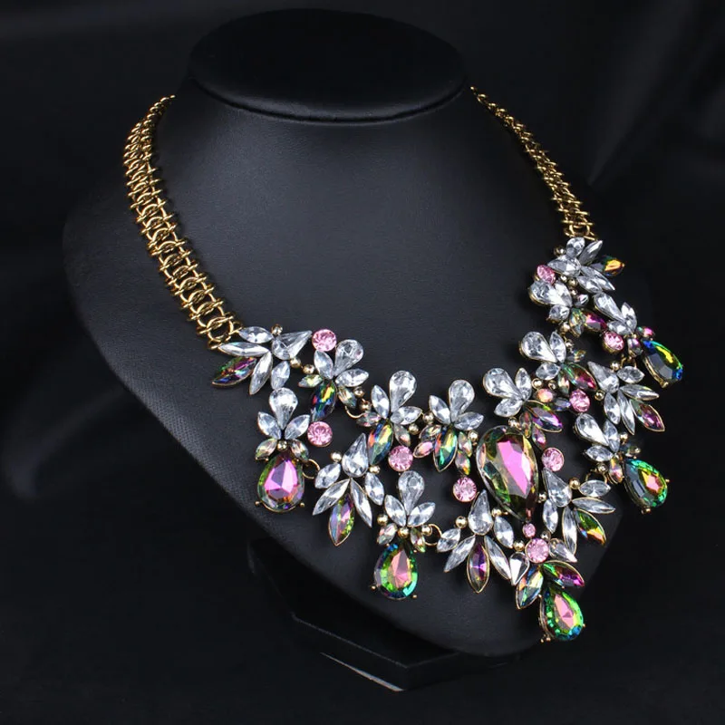 Collar Statement Necklaces Jewelry Colorful Crystal Flower Bib for Women Collier
Collar Statement Necklaces Jewelry Colorful Crystal Flower Bib for Women Collier