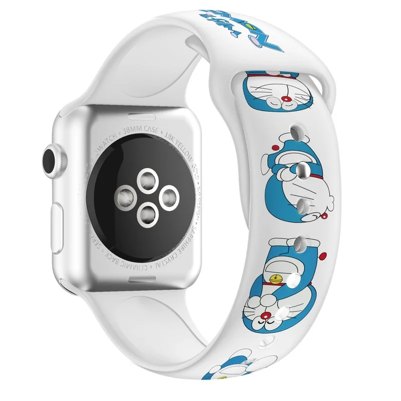 Ремешок Doraemon для Apple Watch браслет IWatch 1 2 3 4 5 6 SE 38 40 42 44 мм аниме силикагелевый Iwatch