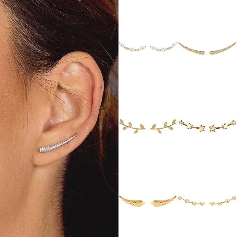 

Trendy Gold Filled Stars Ear Cuff Cubic Zircon Ear Crawler Earrings For Women CZ Ear Climber Fashion Gift Jewelry