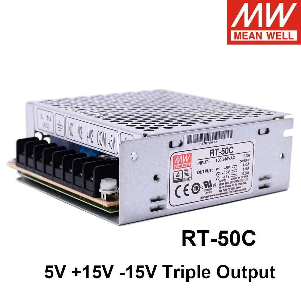 Taiwan Mean Well RT-50C +5V +15V -15V Triple Output Switching Power Supply 50W Meanwell Driver
Taiwan Mean Well RT-50C +5V +15V -15V Triple Output Switching Power Supply 50W Meanwell Driver