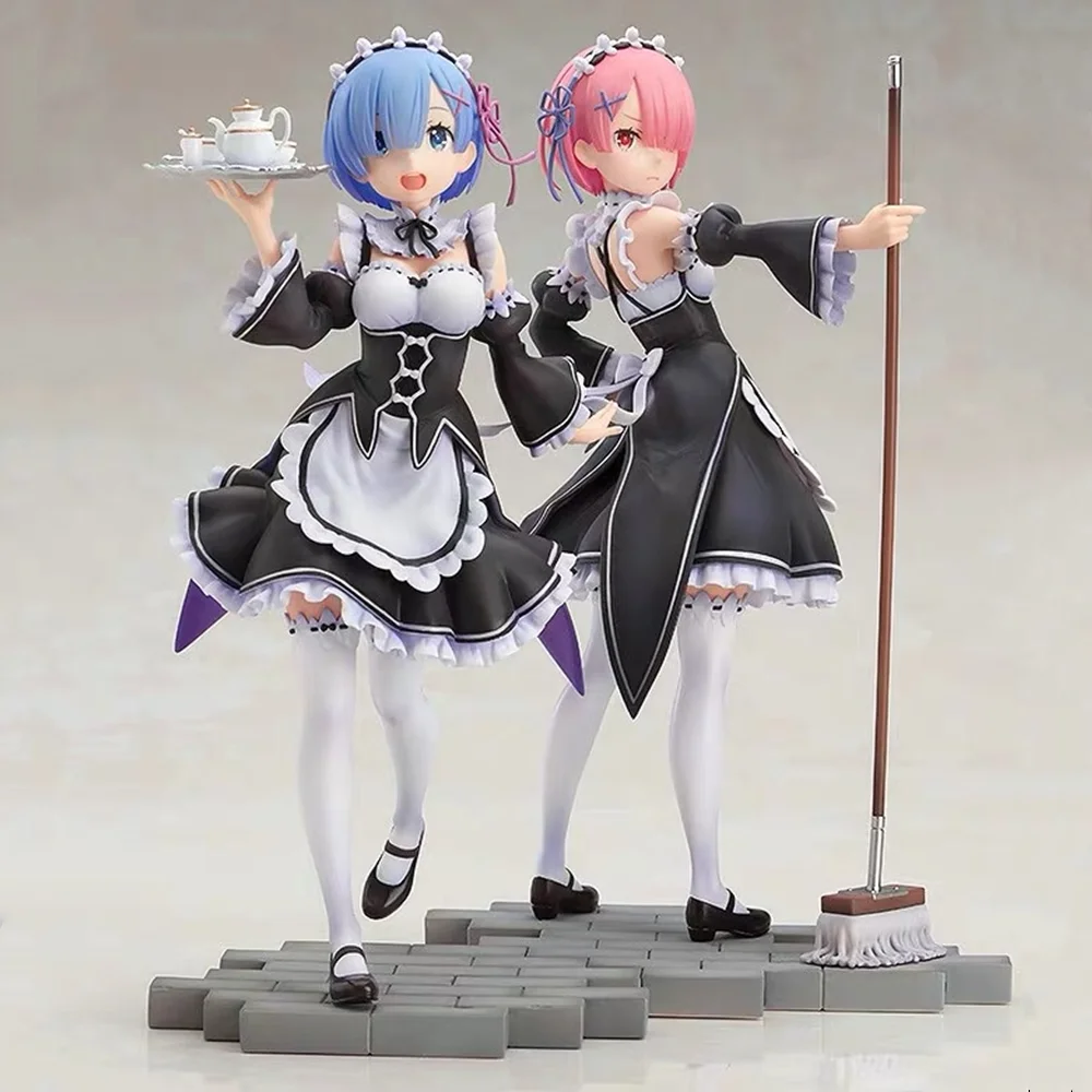 

Anime Figures Re:Life A Different World From Zero Rem Ram Mop Tray Maid Action Girl Figurine Toys Collectible Model Figma Doll