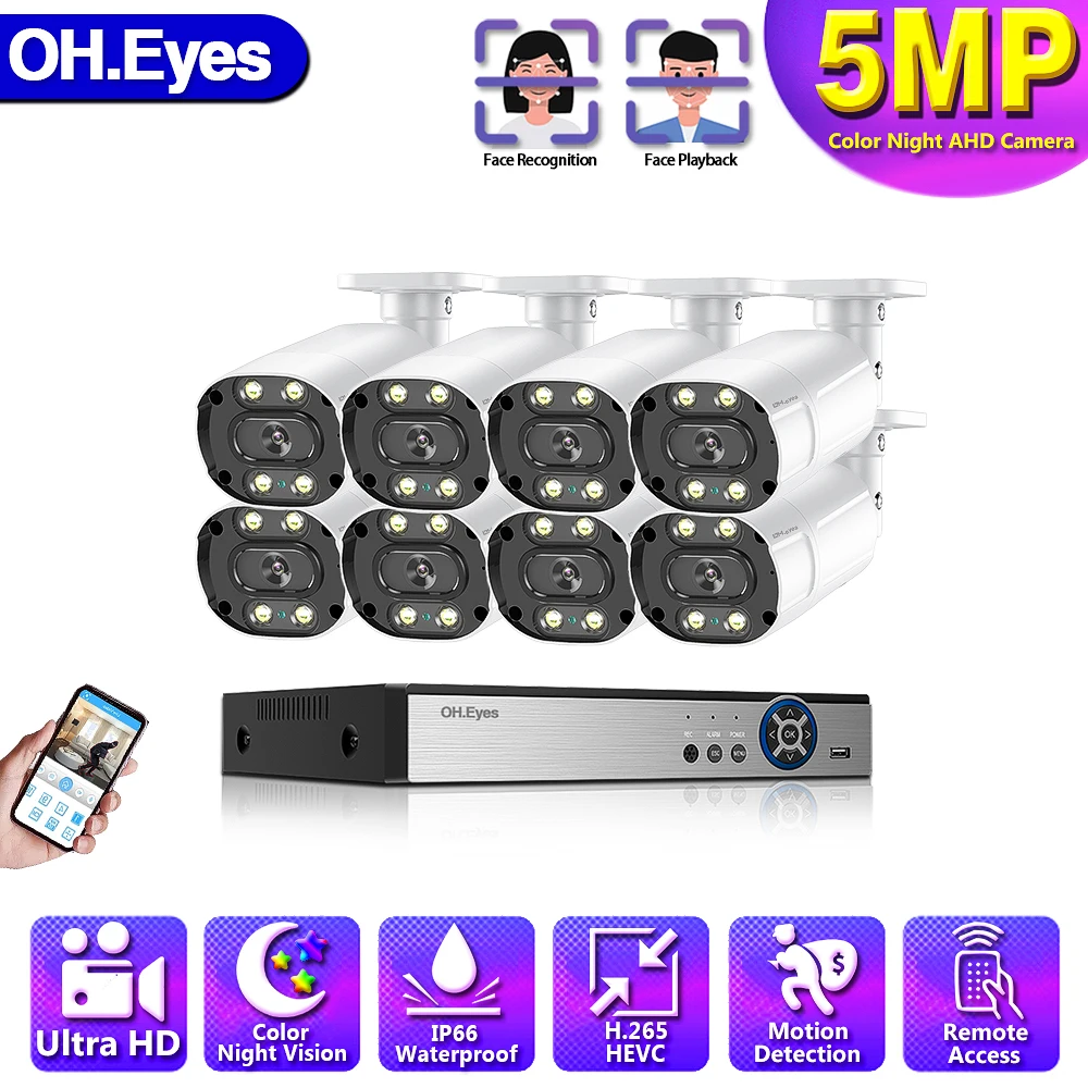 CCTV Security System Kit 5MP 8ch DVR 4pcs 5MP Colorful Night Vision AHD Waterproof Face Detection Video Surveillance Camera
CCTV Security System Kit 5MP 8ch DVR 4pcs 5MP Colorful Night Vision AHD Waterproof Face Detection Video Surveillance Camera