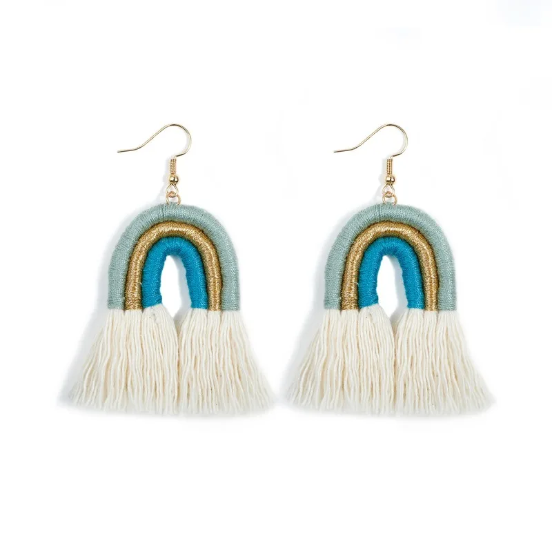 2020 New Style Personalized Fringed Bohemian Earrings with Rainbow Hand-woven Vintage INS Korean Earrings
2020 New Style Personalized Fringed Bohemian Earrings with Rainbow Hand-woven Vintage INS Korean Earrings