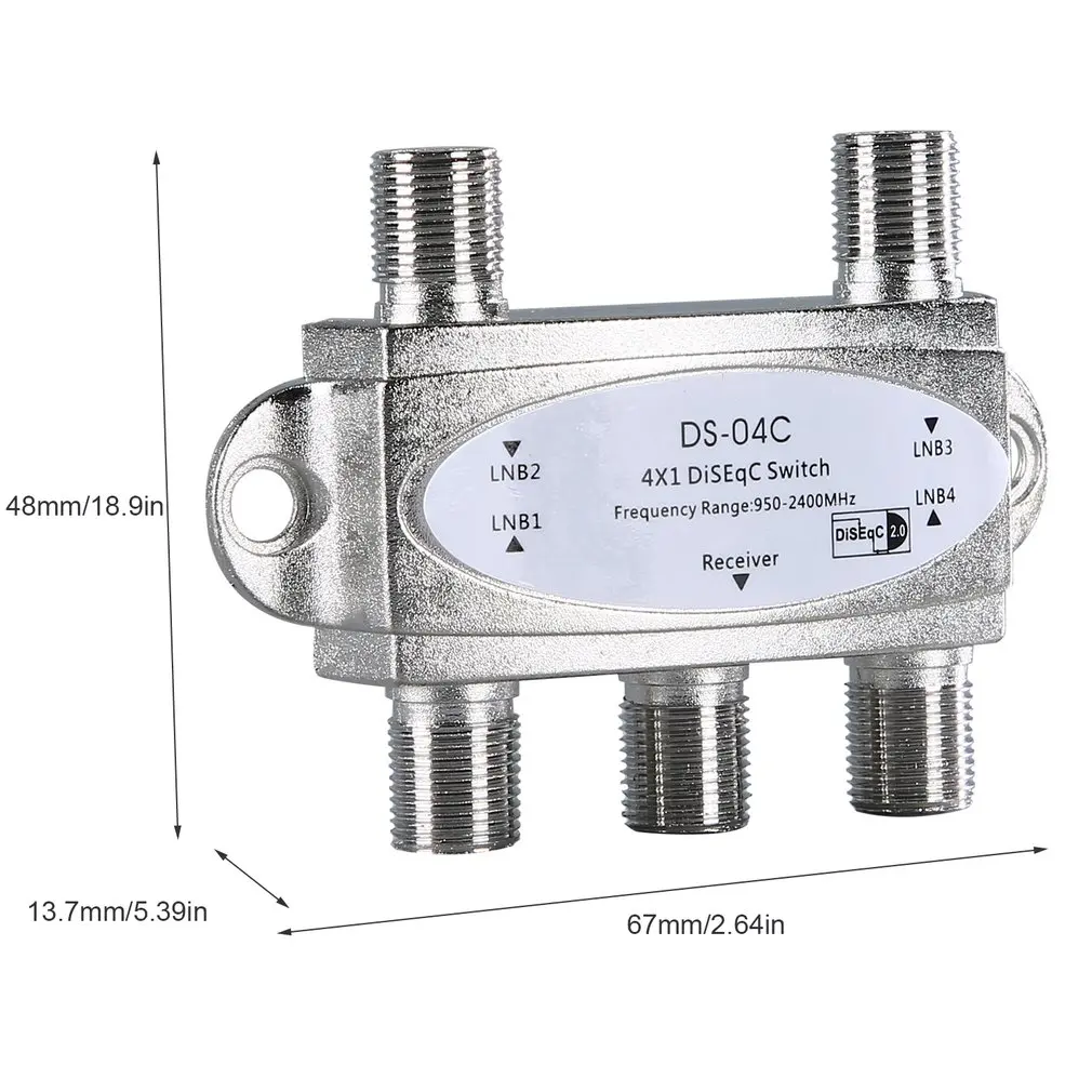 

X 1 Diseqc 4-way Wideband Switch DS-04C High Isolation Connect 4 Satellite Dishes Digital 4 LNB for Satellite Receiver ONLENY