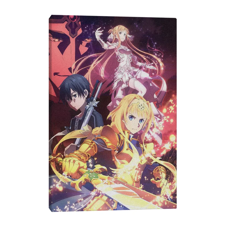 sword art online Alicization SAO anime poster Framed Wooden Frame Canvas Wall Art Decoration prints Home decor Painting | Дом и сад