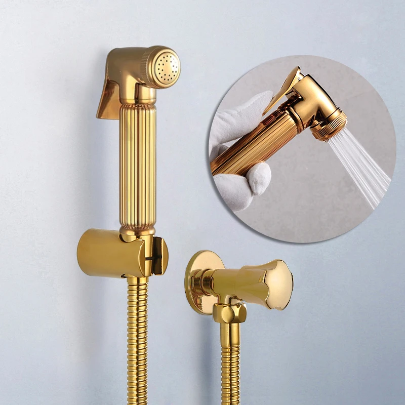 

Toilet Bidet Faucets Gold Brass Bathroom Shower Faucet Muslim Ducha Higienica Single Cold Mixer Crane Square Shower Spray Taps
