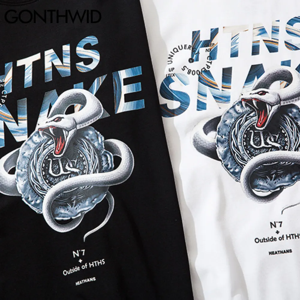 GONTHWID Tshirt Men Streetwear Gothic Punk Snake Print Short Sleeve Tees Hip Hop Cotton Casual Loose Harajuku T-Shirts Tops Male
GONTHWID Tshirt Men Streetwear Gothic Punk Snake Print Short Sleeve Tees Hip Hop Cotton Casual Loose Harajuku T-Shirts Tops Male